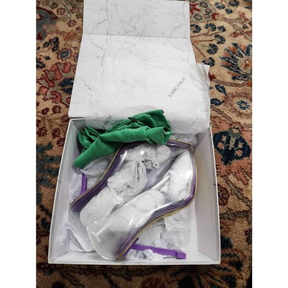 Jessica Rich Women So Fancy Tall Pump Clear Pointed Toe heel Orange Sz  10 - Picture 5 of 6